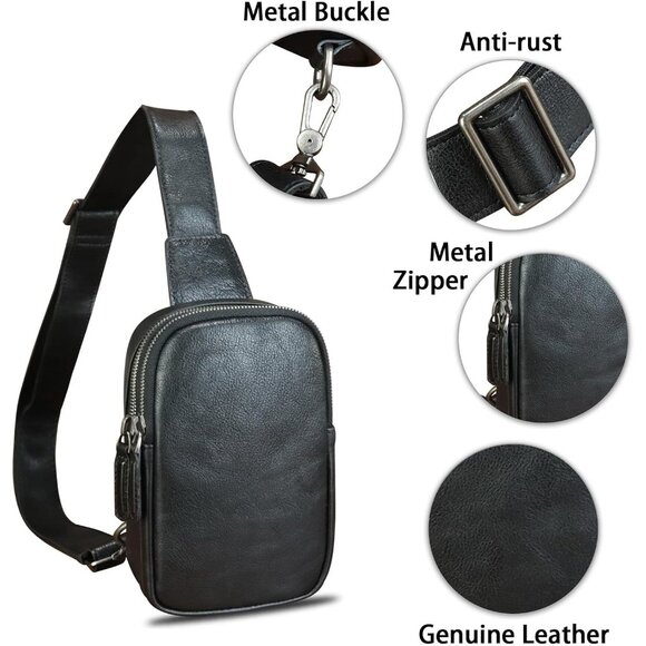 Leather Crossbody Bag Women Small Daily Use Handbag Compact Vintage - Picture 6 of 7